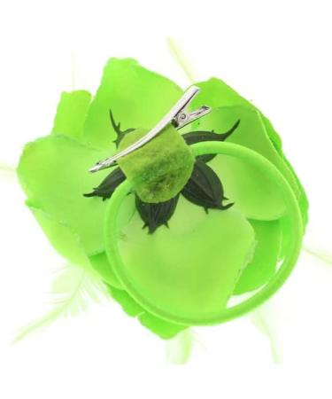Topkids Accessories Rose Flower Hair Clip Hairband Floral Corsage Fascinator Hair Band Aligator Beak Grip for Women & Girls Wedding Prom Party Special Occasion (Neon Green) - Buy Online on GoSupps.com