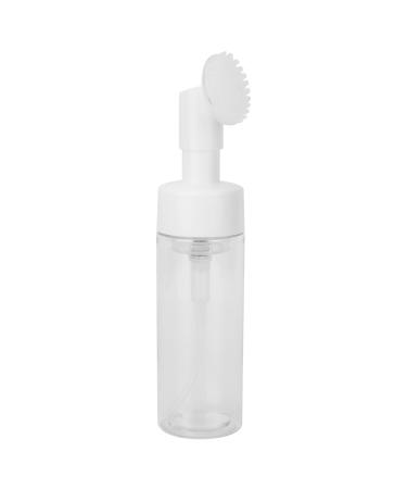 Foaming Bottle with Silicone Brush Head Prevent Water Leakage Convenient Fill Water Round Bottom Press Foaming Pump Transparent Lotion or Facial Cleanser Bottling (100ML)