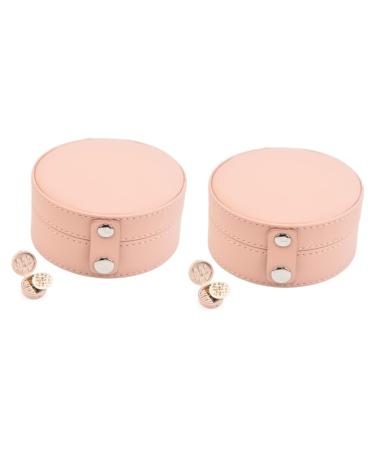 Zerodeko 2pcs Portable Jewelry Box Mens Earring Men Earring Small Earrings Container Girl Jewelry Earring Case Hoop Earrings for Girls Small Containers Watch Box Leather Travel Vintage 10X10X5CMx2pcs Pinkx2pcs