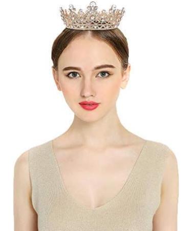 Sunolga Crown Women Girls Rhinestone Vintage Tiara for Wedding & Halloween - Gold - Buy Online on GoSupps.com