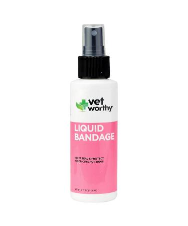 Vet Worthy Liquid Bandage for Dogs - Seal and Protect Minor Wounds - Dog Wound Care Solution to Help Soothe, Protect, and Seal Minor Cuts and Scrapes of Dogs First Aid Dog Spray with Aloe Vera - 4oz