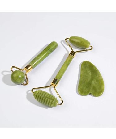 face body jade roller and gua sha for face 3 in 1| 100% natural real stone aunthentic natural no squeaks face beauty anti aging