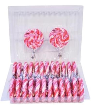 Strawberry Cream Premium Sweet Whirls Lollipops 24 count 60 Grams & 3.25" diameter per piece - Buy Online on GoSupps.com