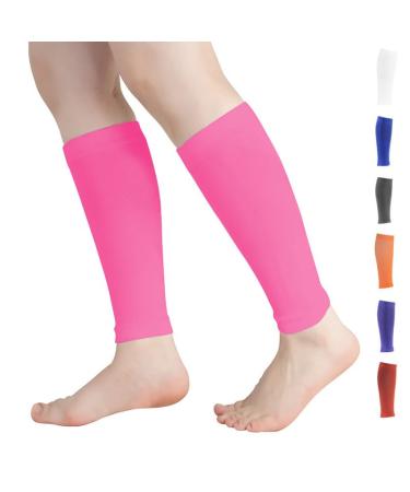 Novetec Calf Compression Sleeves for Men & Women (20-30mmhg) - Leg Compression Sleeve for Running Cycling Shin Splints Support Relieve Legs Pain Travel (One Pair)(Pink S) S Pink