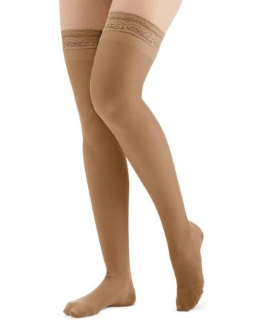 Collections Etc Thigh High Compression Stockings Moderate (15-20 mmHg) Closed Toe - Made in USA - Medium Beige - Buy Online on GoSupps.com