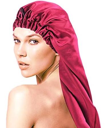 Women's Extra Large Satin Sleep Cap for Long Curly Hair - Long Satin Hair Bonnet for Sleeping - Hair Protection and Elastic Fit - Buy Online on GoSupps.com