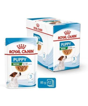 Royal Canin Mini Puppy | Pack of 4 | 4 x 12 x 85 g | Wet food for small puppies | Up to 10 months | Fine pieces in sauce | Soft texture for baby teeth - Buy Online on GoSupps.com