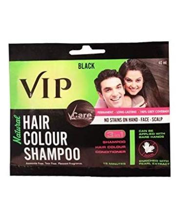 VIP 5 in 1 Ammonia-Free Hair Color Shampoo - Instant Black Color for Hair Mustache Beard & More - 400ml + 2 Sachets - International Shipping - Buy Online on GoSupps.com