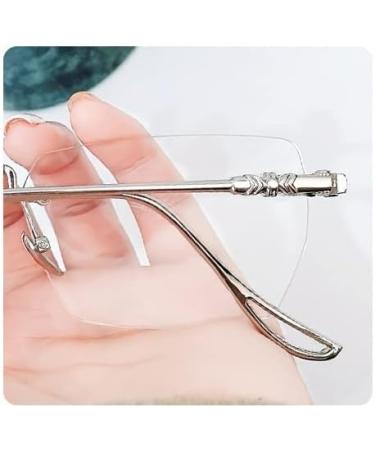 Newada Stylish Borderless Reading Glasses - Frameless Blue Light Blocking Computer Glasses | Glare-Free Flat Light Mirror in Golden (+0.00) - Buy Online on GoSupps.com