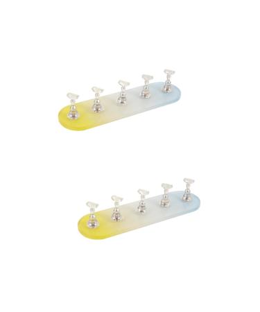 FRCOLOR 2 Sets Nail Practice Holder Nail Racks for Nail Painting Nail Holders for Nail Painting Acrylic Nail Art Display Stand Nail Stands Gold and Silver Plastic Nail Flakes