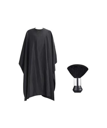 Black Hair Cutting Cape Large Barber Cape Large Professional Hair Cut Cape Salon Hair Color Cape with Neck Duster Brush for Adults