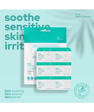 Potions Cica Night Capsule - 6 Count | Acne & Sensitive Skin | Soothing Balancing Barrier Repair | Korean Skincare - Buy Online on GoSupps.com