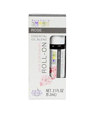Aura Cacia Essential Oil Blend Skin Softening Roll-On Rose .31 fl oz (9.2 ml)