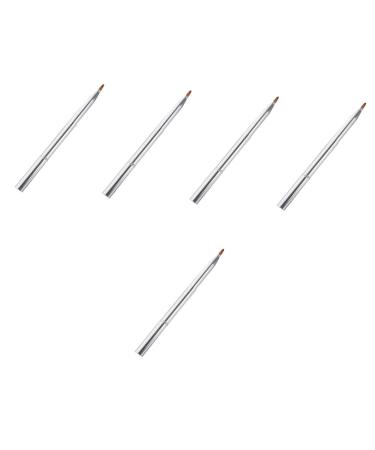Mipcase 5pcs Double Ended Lipstick Brush Lip Travel Size Cosmetic Lipstick Brush Beauty Supply Women Makeup Brush Lip Makeup Brush Miss Telescopic Brush Lip Line Aluminum Alloy
