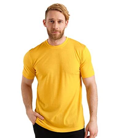 Merino.tech Merino Wool T-Shirt Mens - 100% Organic Merino Wool Undershirt Lightweight Base Layer Gold Medium