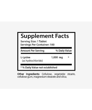 Lysine Capsules 1000MG - Organic L-Lysine Supplement for Immunity & Energy | Caffeine-Free Focus Pills - 200 Tabs - Buy Online on GoSupps.com