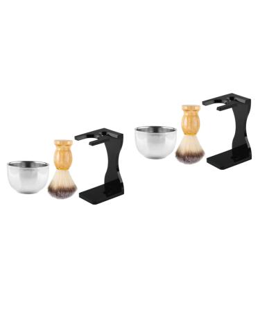 Minkissy 2 sets of razor set razor shaving beard care set beard oil shaving cream suits for men shaving brush holder shaving accessories desk set shaving rack bracket man stainless steel