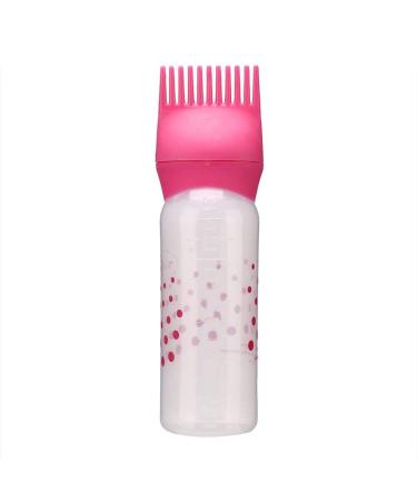 Root Comb Applicator Bottle Hair Dye Bottle Applicator Brush Hair Coloring Bottle for Barbershops Hair Salons(Rose red)