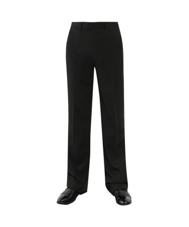 renvena Mens Black Straight Long Pants Professional Latin Ballroom Tango Modern Dance Trousers Black 29