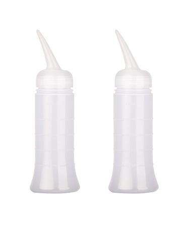 UNVOJL 2 Pack Applicator Bottle with Angle Tip Hair Dyeing Bottles Salon Hair Coloring Dyeing Bottle with Scale (Large)