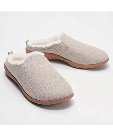QPGVBP Orthopedic Hollow Carved Diabetic Fluffy Wool Winter Slippers Indoor Non-Slip Confinement Pregnant Women's Cotton Shoes for Heel and Foot Pain Relief (Grey 12) 12 Grey