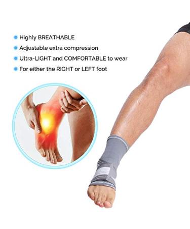 Neotech Care Ankle Brace Support - Elastic & Breathable Fabric - Adjustable Compression Strap - Grey - Size L - Buy Online on GoSupps.com
