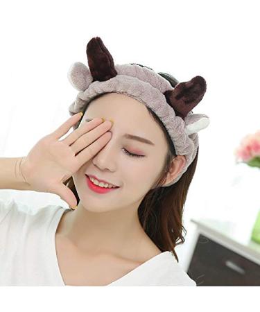 Elk Headband for Women and Girls - Spa Facial Headband for Makeup and Face Masks - Perfect for Birthday, Valentines Day, and Christmas Parties - Cozy Fleece Headwear in Coffee Color - Buy Online on GoSupps.com