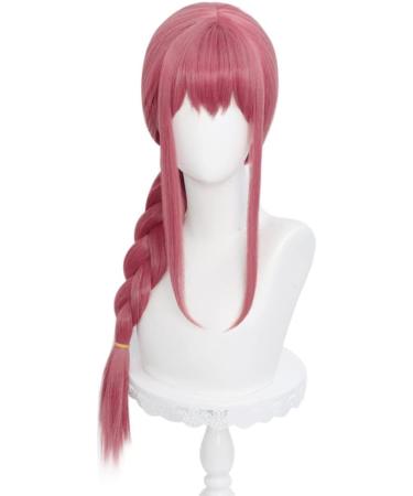 Long Pink Red Cosplay Wig Red Braid Wig with Bangs & Wig Cap Anime Red Wig Synthetic Hair for Women Girls Halloween Costume Party Makima - Buy Online on GoSupps.com