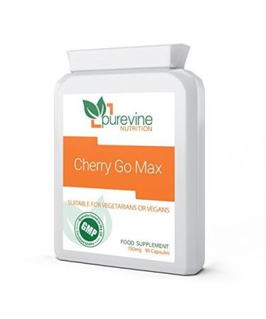 Cherry Go Max Montmorency Cherry 750mg 90 Capsules I UK Made I High Strength Sour Cherry Prunus Cerasus Extract I