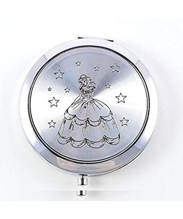12PCS Quinceanera Silver Compact Round Hand Mirror Sweet 15 design