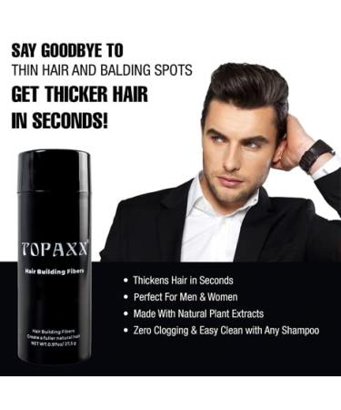 Topaxx Hair Building Fibers - Natural Hair Thickener for Men & Women - Black 0.97oz - Buy Online on GoSupps.com