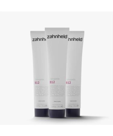 Zahnheld toothpaste B12 (3x 75ml tube) toothpaste with turmeric coconut oil and vitamin B12 vegan fluoride -free natural cosmetics 75 ml (3 pack)