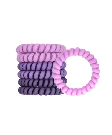ZHOUMEIWENSP 6 Pcs Spiral Hair Ties  Purple Matte Hair Ties Plastic Phone Cord Hair Bands Ponytail Holder Coil Hair Ties for Any Kinds of Hair   Hair Styling Accessories ( Matte Candy Purple Colors) (Purple)