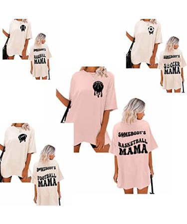Baseball Shirts Women Baseball Graphic Tee Drop Shoulder Short Sleeve Oversized T Shirts Summer Loose Fit Casual Tops Beige-a Medium