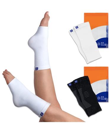 NanoSocks Compression Socks for Women & Men (1 Pair) - BEST Ankle Brace Support Sleeve for Neuropathy  Plantar Fasciitis  Diabetic Foot Nerve Pain Relief - Toeless (Medium  White) Medium White