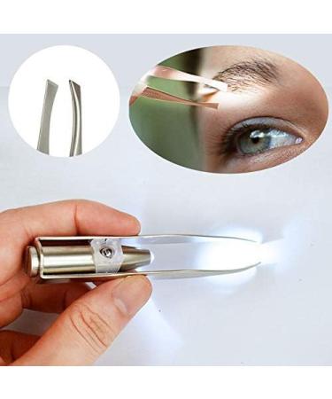 Professional Steel Tweezers with LED Light for Precise Eyebrow & Hair Removal - International Shipping - Buy Online on GoSupps.com