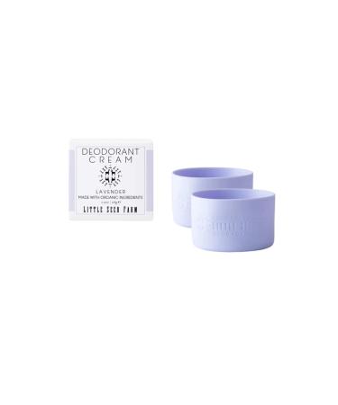 Little Seed Farm All Natural Deodorant Cream Aluminum Free Deodorant for Women or Men 2.4 Ounce - Lavender + Pastel Purple Jar Sleeves