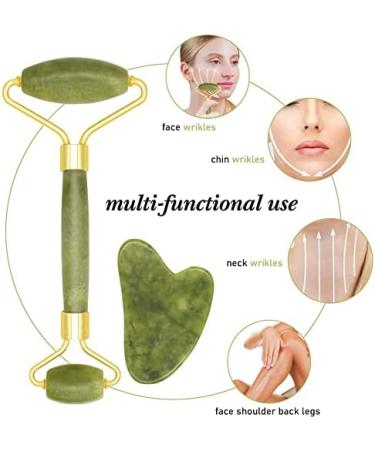 Jade Roller & Gua Sha Set - Premium Facial Massage Tools for Glowing Skin | International Shipping - Buy Online on GoSupps.com