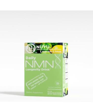 NUYU Labs Daily NMN Longevity Drink All-in-One Anti-Aging Supplement with Pterostilbene TMG Calcium AKG Collagen Peptides B Complex Vitamins B C D3 K2-MK7 (Lemon-Lime) - Buy Online on GoSupps.com