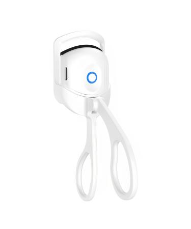 Heated Eyelash Curler  Rechargeable Electric Eyelash Curler  Handheld Eyelash Heated Curler with Quick Pre-Heat  Long-Lasting Heated Lash Curler for Natural Lashes (white1)