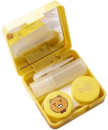 Optometry lens container contact lens container box contact lens-contact lens box simple cute portable for girls personality small partner mini (color: pink 2) (color: blue 1) (yellow 1)