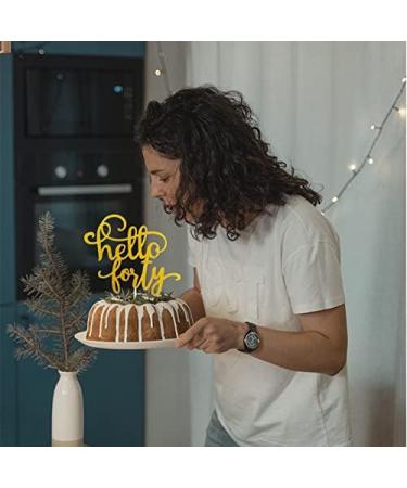 GotGala Glitter Hello Forty Cake Topper 40th Birthday Cake Topper for Birthday Wedding Anniversary Party Decorations (Gold) - Buy Online on GoSupps.com