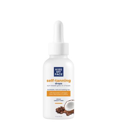 Kiss My Face Sunless Self-Tanning Drops - Nourishing Coconut Oil And Chia Seed Oil - Infused With Antioxidant Liposomal Vitamin C And Red Algae - Vegan & Cruelty-Free - 1 fl oz Unit Carton