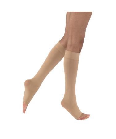 JOBST Opaque Knee High 30-40 mmHg Compression Stockings Open Toe Medium Natural Natural Medium