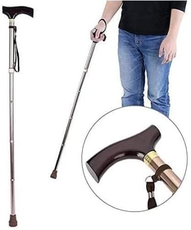 Adjustable Wooden Handle Foldable Elderly Safety Walking Stick Guide Blind Cane Crutch Bronze Parent's Gift decorate Selfless dedication - Buy Online on GoSupps.com
