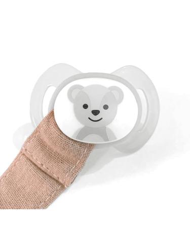 Timfanie Pacifier Holder | Nature Taupe | Engraved Fabric Ribbon & Chain | International Shipping - Buy Online on GoSupps.com