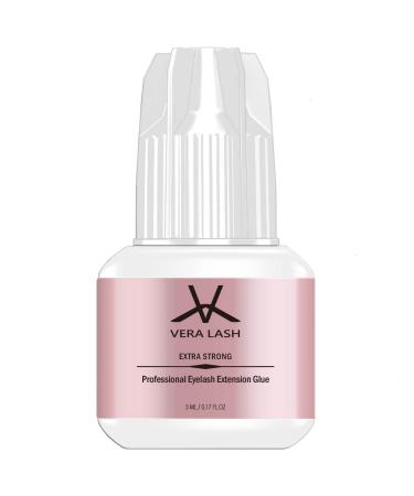 Extra Strong Eyelash Extension Glue Diamond Clear - VERA LASH (0.17fl.oz / 5ml) / 1 Sec Drying time/Retention 8 Weeks/Maximum Bonding Power/Transparent Adhesive