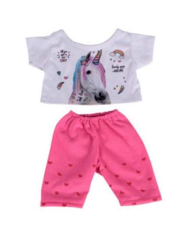 Sparkly Unicorn T-Shirt and Pink Leggings - Teddy Bear Clothes - Teddy Bear Clothes Outfit -16"/40cm - fits Build a Bear 16"/40cm Unicorn Outfit