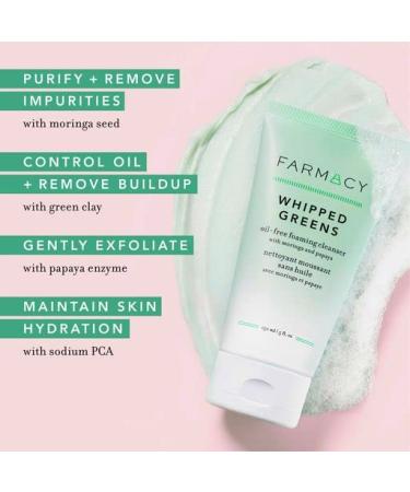 Farmacy Whipped Greens Face Wash - Oil Free Foaming Cleanser for Combination and Oily Skin (5.0 Fl Oz) - Buy Online on GoSupps.com