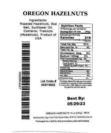 Oregon Farm Fresh Natural Hazelnuts - Lightly Salted & Dry Roasted (16oz) | Keto Snacks with Sweet Buttery Flavor - Healthy Oregon Hazelnuts for Snacking - Buy Online on GoSupps.com